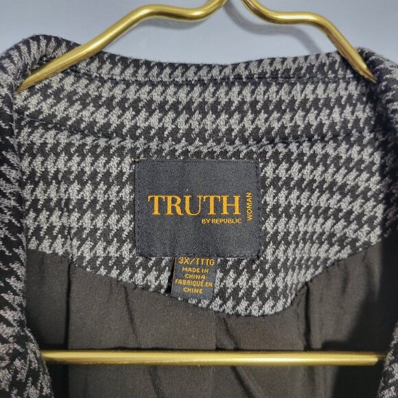 Truth by Republic 3X Light Gray Black Houndstooth One Button Longsleeve Blazer - Picture 10 of 12